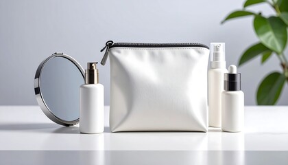 White Cosmetic Products Display On White Table