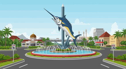 Explore Pangandaran &ndash; Flat Design Cityscape from West Java, Indonesia