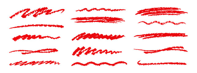Red Crayon Scribble Lines: Hand-drawn Texture Set