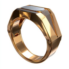 Obraz premium Elegant Gold Mens Signet Ring with Modern Design Luxury Jewelry Accessory for Men