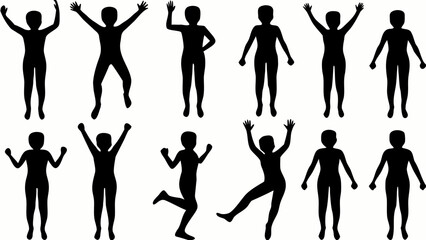 Celebrating diversity with silhouettes A community of figures expressing joy and freedom in simple