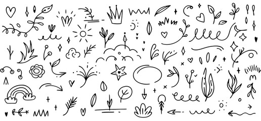 Hand Drawn Floral Elements: Doodle Collection for Design