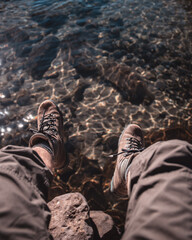 hiking boots on rock