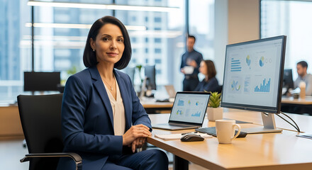 Professional business woman leader, company worker or sales, hr manager working in modern office