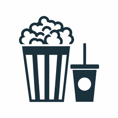 Popcorn soda snack vector food icon illustration.