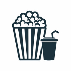 Popcorn soda snack vector food icon illustration.