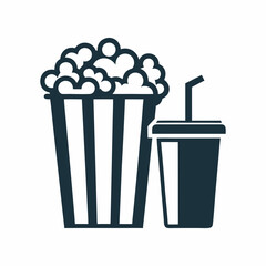 Popcorn soda snack vector food icon illustration.
