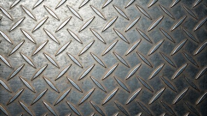 Diamond plate metal texture background with a repeating pattern of raised diamonds for industrial and construction applications