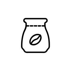 Minimalist outline icon a coffee bean sack with a coffee bean vector