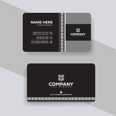 Modern Black and White Business Card Design with Side Strip Design. Elegant monochrome business card layout, simple and stylish design for personal or company use.