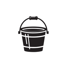 Water Bucket Vector Illustration with Handle and Droplet