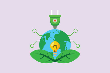 Eco-Friendly Technology. Green Tech Concept. Colored flat vector illustration isolated