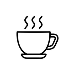 Outline a coffee cup with steam on a saucer drink