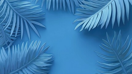Blue Tropical Palm Leaves Background for Summer Design and Decor