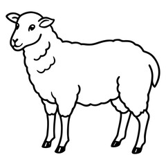 Modern Qurbani Sheep Line Drawing