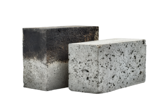Concrete block production process factory industrial content indoor. Isolated on transparent background, png.