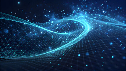 Glowing Blue Digital Mesh Wave with Floating Particles on Dark Background image technology, background, new, latest, web, ai background, futuristic hud, cyber security, neural network, data tech,
ai