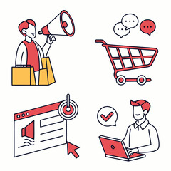 E commerce icons in solid vector format