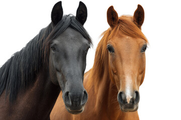 Fototapeta premium Horses portrait studio setting animal photography neutral background. Isolated on transparent background, png.