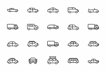 A dynamic bundle showcasing various types of vehicles in elegant single-line art. Perfect for transport infographics, automotive branding, and digital illustrations.