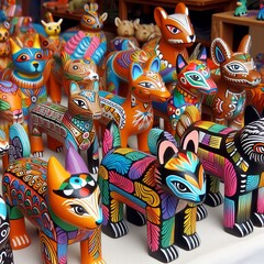 Fototapeta premium Brightly painted Zapotec spirit guides