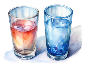 watercolor water glass vector illustration isolated on white background