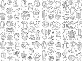 Cactus Coloring Book Page Vectors art