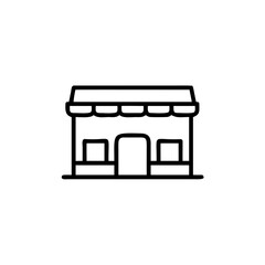 Outline icon a restaurant building with awning windows simple