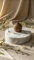 Minimalist Still Life with Natural Materials and Delicate Floral Elements