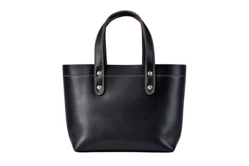 Stylish black tote bag display studio product photography minimalist. Isolated on transparent background, png.