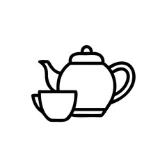 Outline icon a teapot teacup on drink beverage