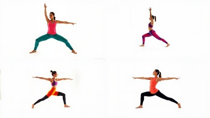 Fototapeta premium Yoga poses for beginners background composition scene style creative elements frame emotion cartoonish expression design colorful depth illustration backgrounds motion gesture layers