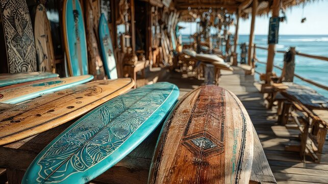 Surfboards and accessories including performance boards, wax, leashes, travel bags, and protective gear for surfers of all levels in saltwater conditions