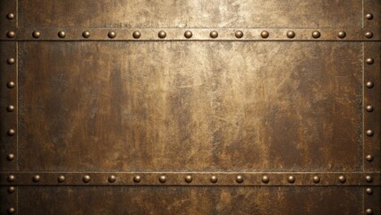 Old and rusty metal background with a grunge texture and vintage pattern for a retro and abstract design backdrop with rivets