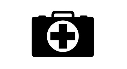 Obraz premium Black and White First Aid Kit Icon Isolated on Transparent Background