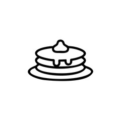 Stack three pancakes with syrup dripping down food breakfast