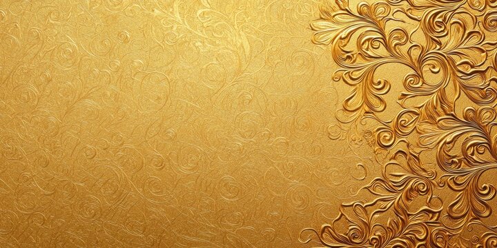 Detailed golden floral patterns with embossed swirling ornamental textures