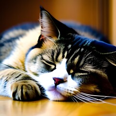 cat Sleep on a table