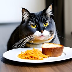 Fat cat and food
