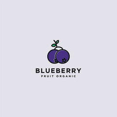 Template Logo Design Blueberry Fruit organic