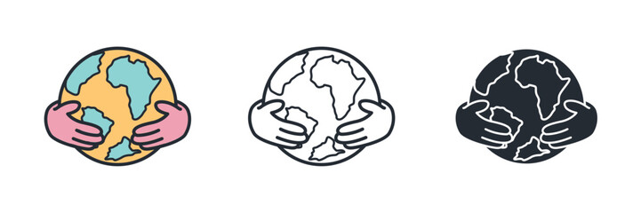 Hands hugging planet Earth. A loving symbol of environmental care, conservation, global unity, and protecting our world.