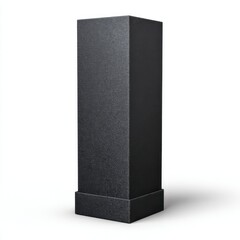 Tall dark textured rectangular column with a decorative pattern isolated on white background