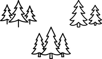 Obraz premium Christmas Trees Silhouette Black and White Simple Vector Illustration