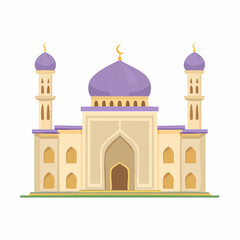 Colorful Cartoon Illustration of a Majestic Mosque