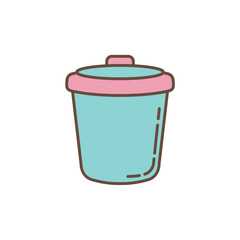 recycling bin with the universal recycle symbol. Represents waste management, sorting trash, and environmental responsibility.