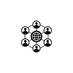 Global network of people and connections isolated on a white background