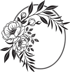 Elegant Black and White Floral Frame Illustration for Invitations and Design

