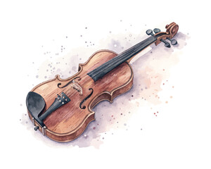 Obraz premium watercolor violin vector illustration isolated on white background