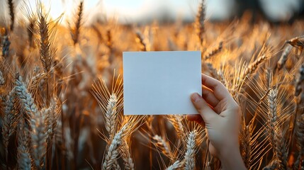 Blank wheat field card with copy space