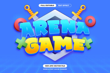 Fun and bold 3D text effect with sword elements, perfect for action arena games and kids battle UI